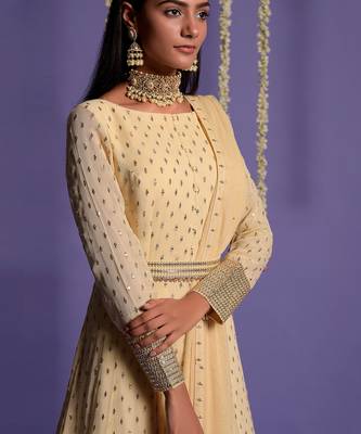 Ivory Full Length Sequin Embroidered Anarkali Set 8