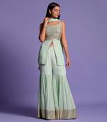 Pista Green Sequins Embroidered Garara Set