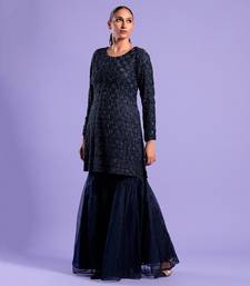 Navy Blue Gharara Set Cutdana And Sequence Work