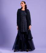 Navy Blue Gharara Set Cutdana And Sequence Work