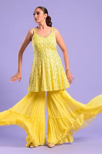 Yellow Ghrara Set Sequence Work