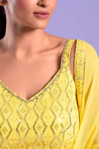 Yellow Ghrara Set Sequence Work