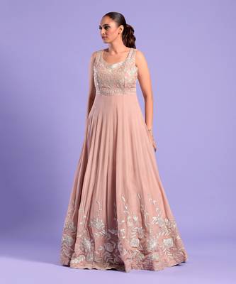 Nude Pink Anarkali Set With Resham Work 2