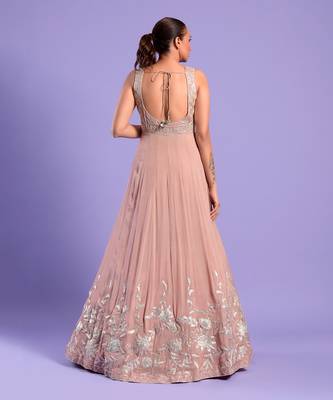 Nude Pink Anarkali Set With Resham Work 4