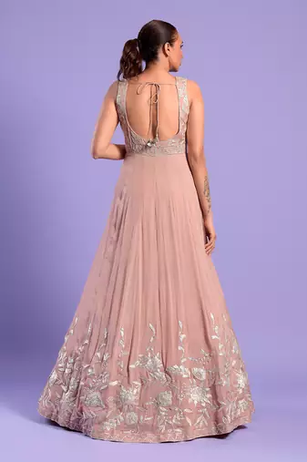 Nude Pink Anarkali Set With Resham Work