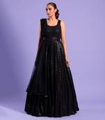 Navy Blue Anarkali Set With Sequence Work