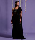 Black Ruffle Saree With Sequin Shimmer Blouse