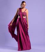 Purple Draped Saree With Cutdana And Sequence Work
