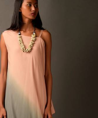 Pink Grey Ombre One Shoulder Long Dress 2