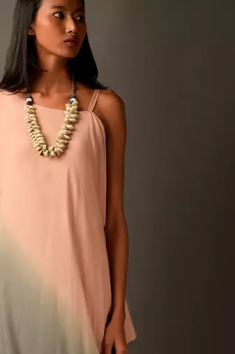 Pink Grey Ombre One Shoulder Long Dress