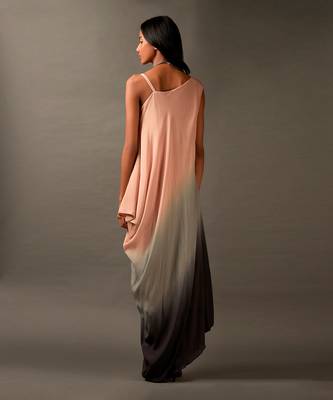 Pink Grey Ombre One Shoulder Long Dress 4