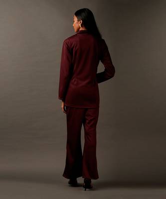 Burgundy Coord Set With Rhinestone Work Around The Waist 2