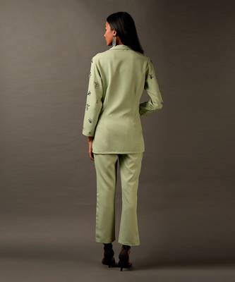 Mint Coord Set With Grey Rhinestones Speckled Along The Sleeves 2