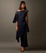Navy Blue Coord Set With A High Low Tunic And Slight Flared Pants
