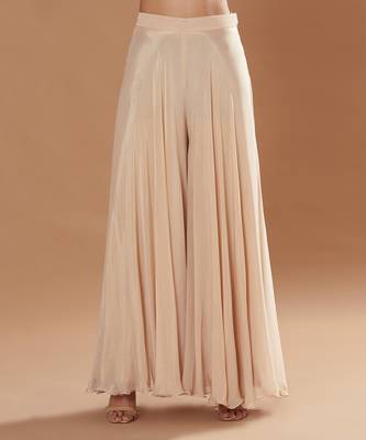 Cream Flared Pants With Multi Colour Blouse And Dupatta 3