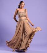 Gold Crop Top -Palazzo Set Sequence Zari Work