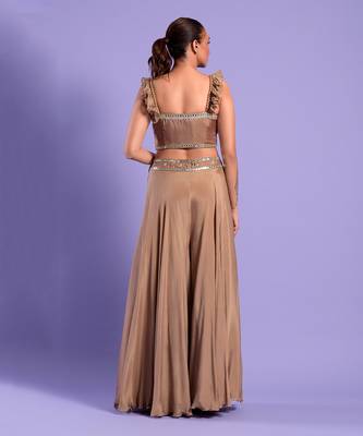 Gold Crop Top -Palazzo Set Sequence Zari Work 4