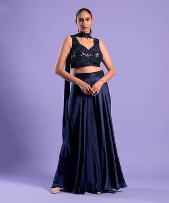 Blue Plazzo Set With Sequence Work 1