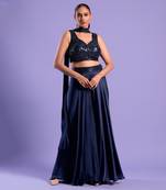 Blue Plazzo Set With Sequence Work