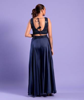 Blue Plazzo Set With Sequence Work 4