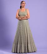 Grey Gown With Sequence And Resham Work