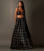 Classic Sequin Embellished Black & Golden Lehenga Choli