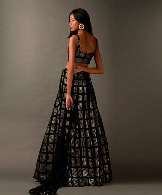 Classic Sequin Embellished Black & Golden Lehenga Choli 4