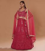 Hot Pink  Embroidered Lehenga Set