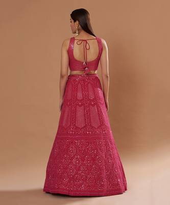Hot Pink  Embroidered Lehenga Set 2