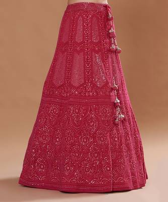 Hot Pink  Embroidered Lehenga Set 4