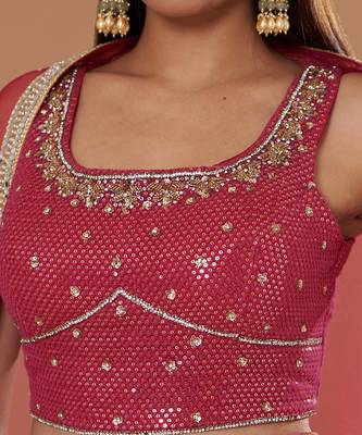 Hot Pink  Embroidered Lehenga Set 5