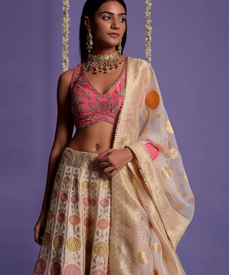 Ivory Embroidered Lehenga Set 2