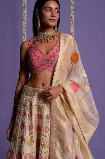 Ivory Embroidered Lehenga Set