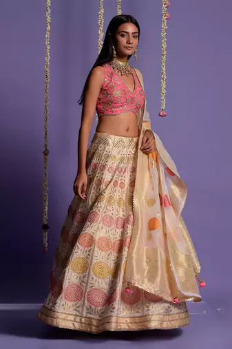 Ivory Embroidered Lehenga Set