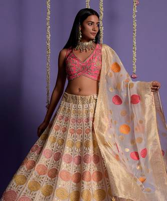 Ivory Embroidered Lehenga Set 4