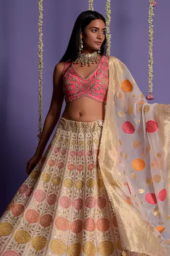 Ivory Embroidered Lehenga Set