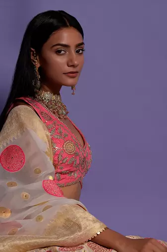 Ivory Embroidered Lehenga Set