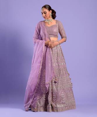 Mauve Lehenga Set Sequence And Dori Work 1