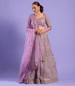 Mauve Lehenga Set Sequence And Dori Work