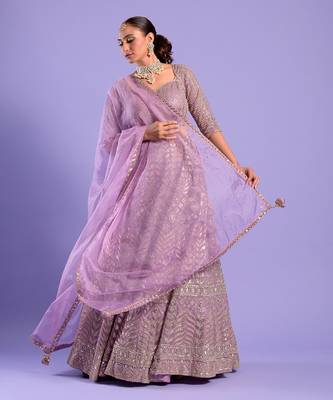 Mauve Lehenga Set Sequence And Dori Work 2
