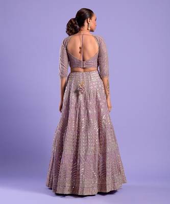 Mauve Lehenga Set Sequence And Dori Work 4