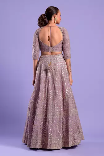 Mauve Lehenga Set Sequence And Dori Work