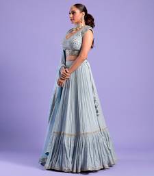 Ice Blue Lehenga Set Sequence And Dori Work