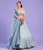 Ice Blue Lehenga Set Sequence And Dori Work