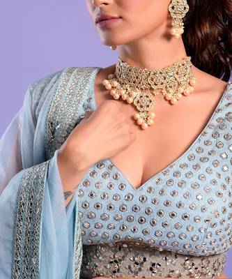 Ice Blue Lehenga Set Sequence And Dori Work 3