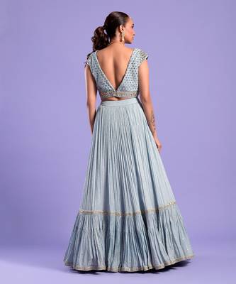 Ice Blue Lehenga Set Sequence And Dori Work 4