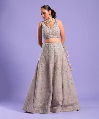 Pink Lehenga Set Mirror And Zari Work 2