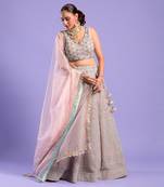Pink Lehenga Set Mirror And Zari Work