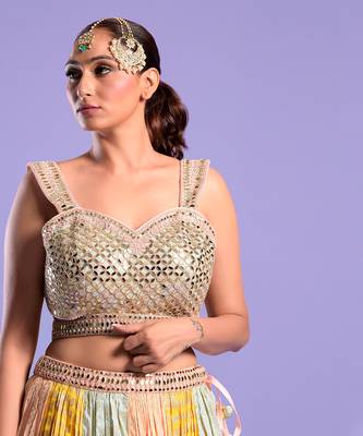 Multi Color Lehenga Set Mirror And Zari Work 2