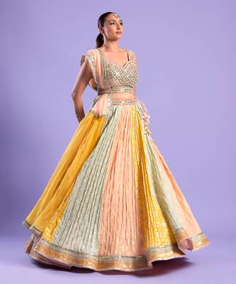 Multi Color Lehenga Set Mirror And Zari Work 1